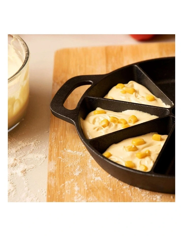 SOGA 2X 21.5cm Cast Iron Cornbread Wedge Baking Pan image 5