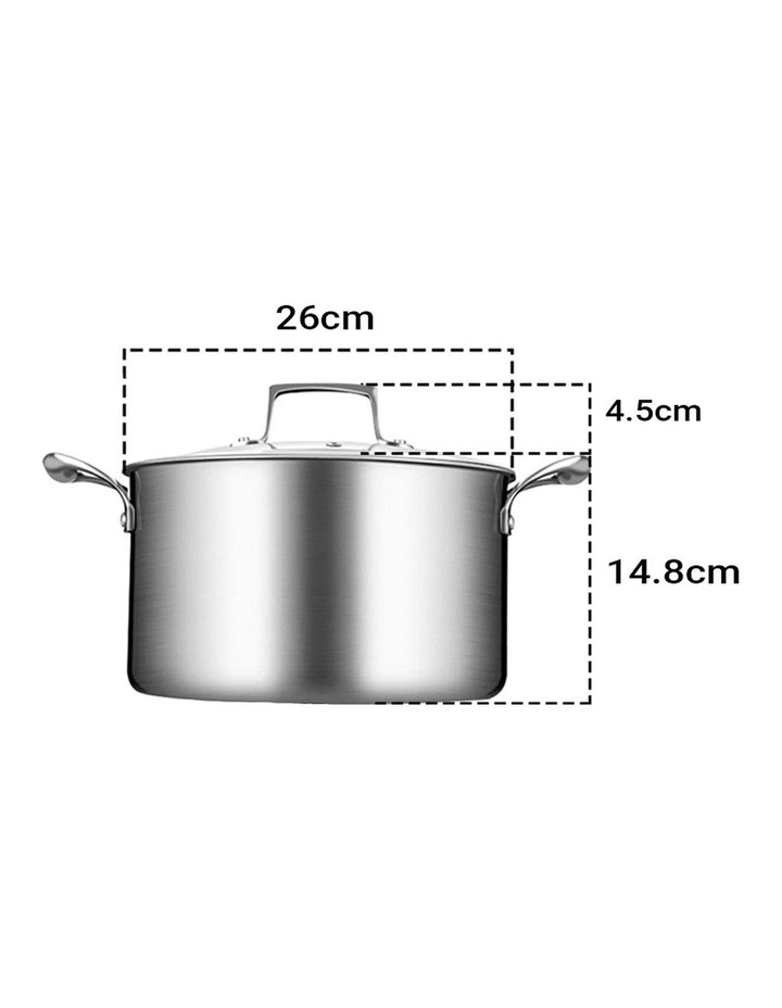 SOGA 2 Pack 26cm Stainless Steel Induction Soup Pots with Glass Lids image 2