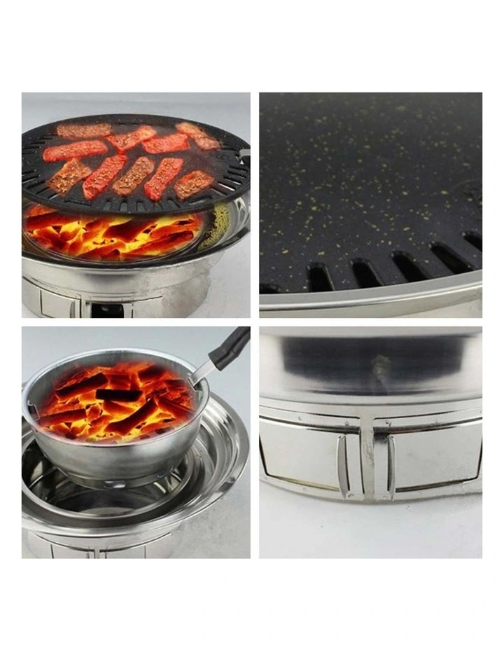 SOGA Stainless Steel Round Korean Charcoal BBQ Grill image 5