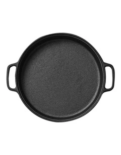 SOGA Cast Iron Frying Pan Skillet  Coating Steak Sizzle Platter 35cm