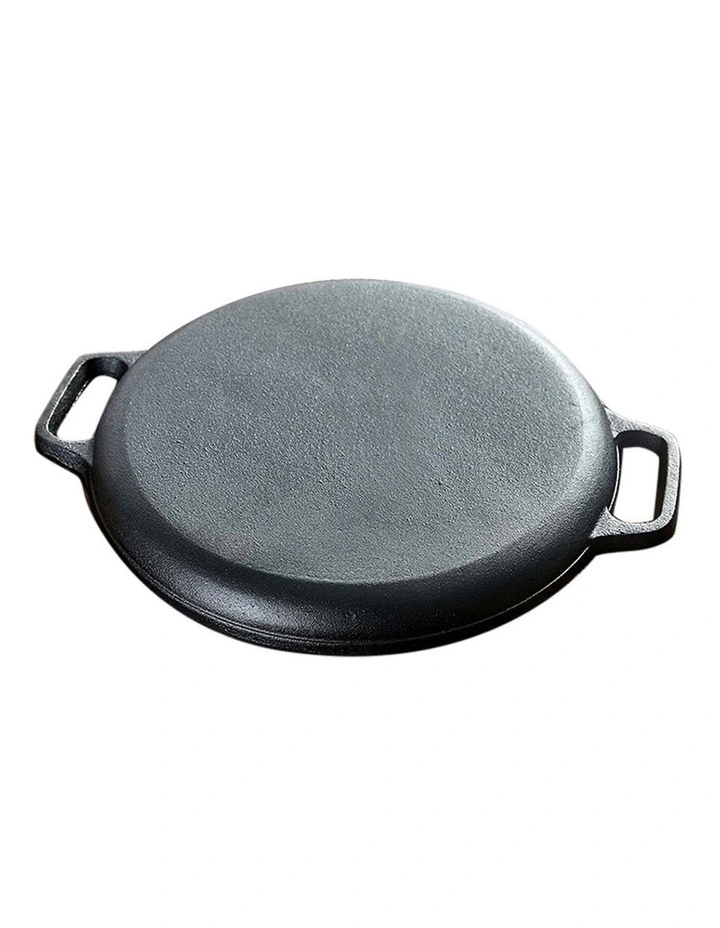 SOGA Cast Iron Frying Pan Skillet  Coating Steak Sizzle Platter 35cm image 2