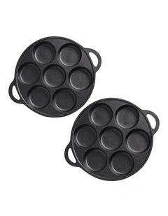 SOGA 2X 31.5cm Cast Iron Takoyaki Pan 7 Hole Octopus Ball Maker