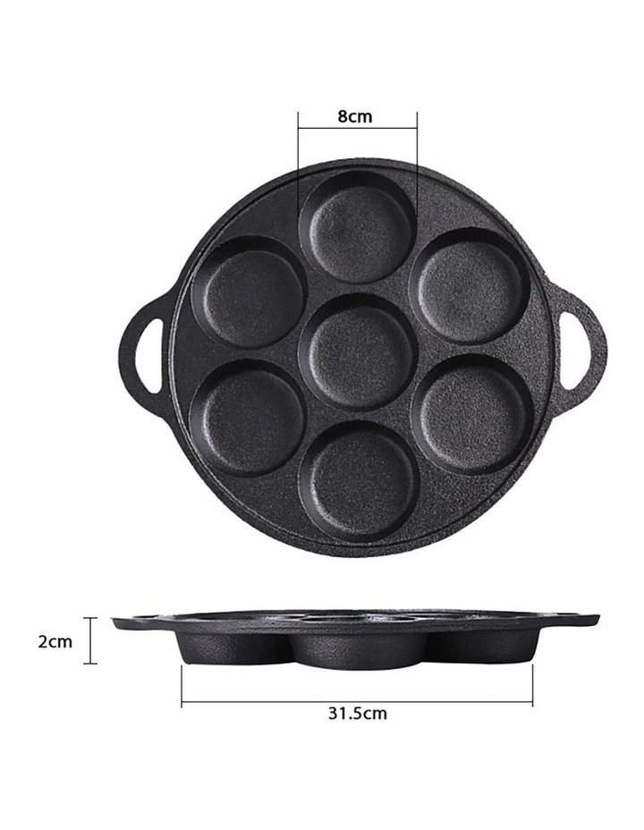 SOGA 2X 31.5cm Cast Iron Takoyaki Pan 7 Hole Octopus Ball Maker image 4