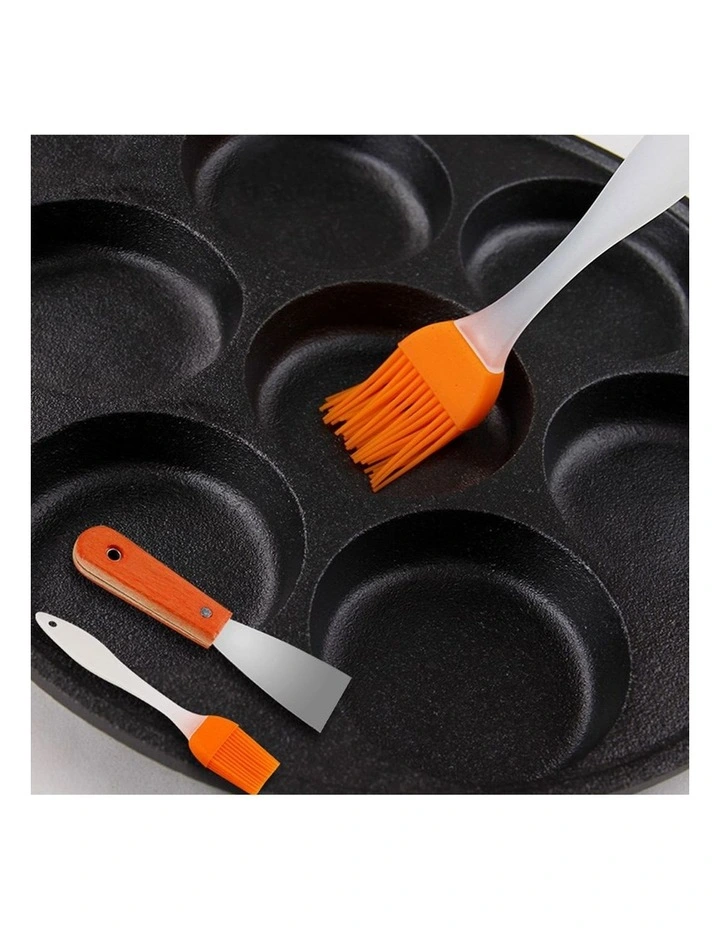 SOGA 2X 31.5cm Cast Iron Takoyaki Pan 7 Hole Octopus Ball Maker image 5