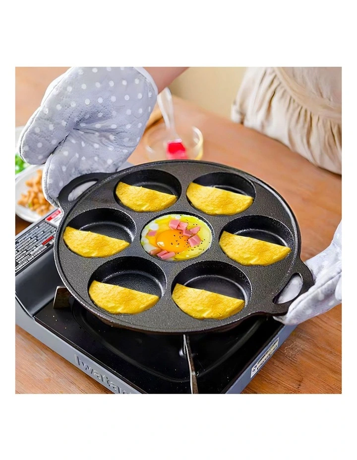 SOGA 2X 31.5cm Cast Iron Takoyaki Pan 7 Hole Octopus Ball Maker image 7