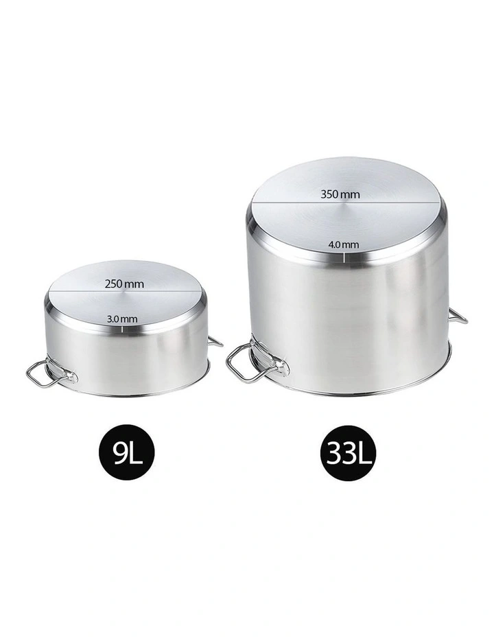 SOGA 18/10 Stainless Steel Stock Pot Set 9L & 33L image 5