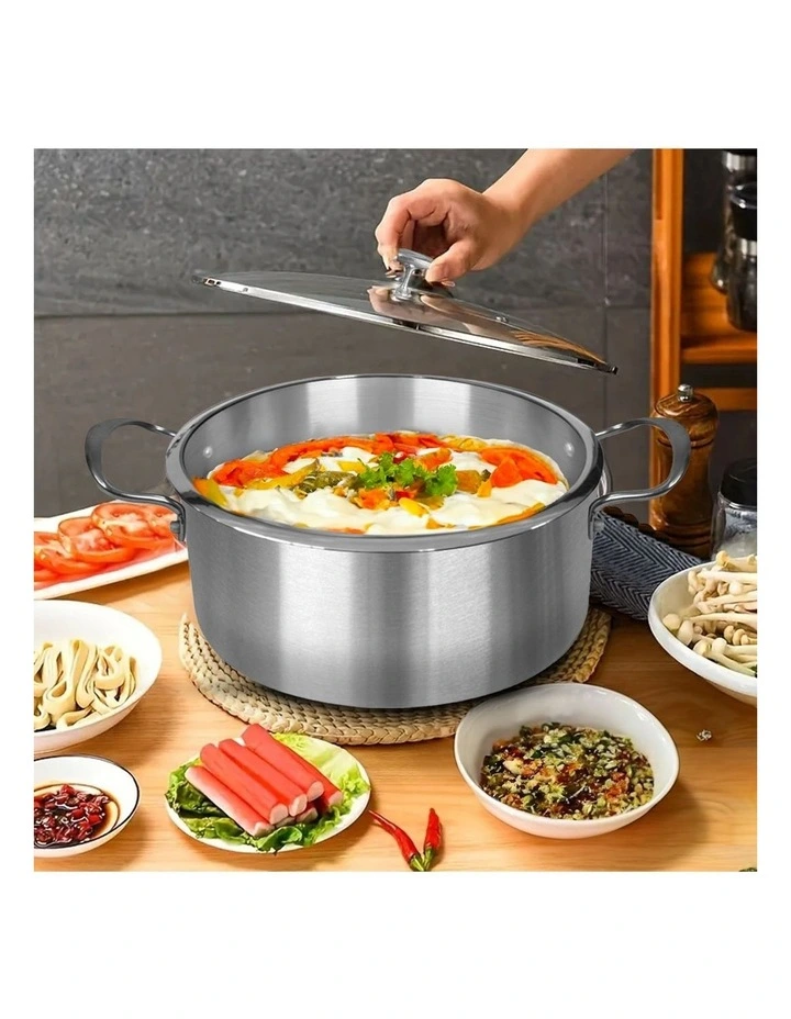 SOGA 32cm Tri-Ply Stainless Steel Induction Casserole Pot with Lid image 2