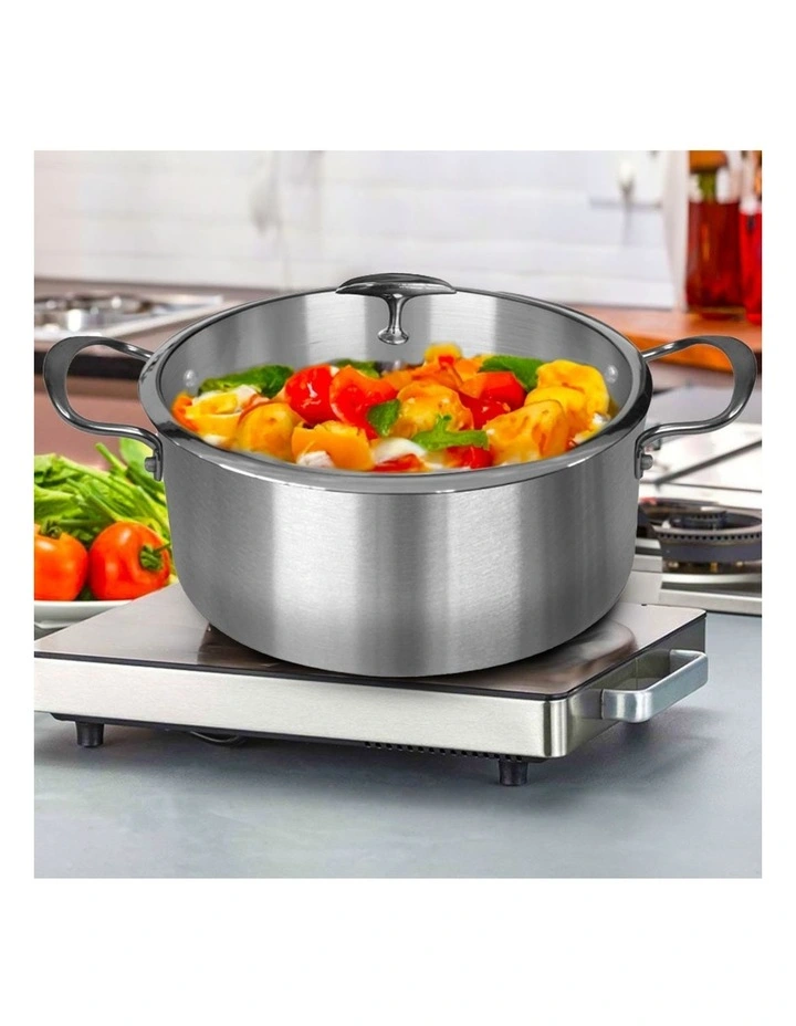 SOGA 32cm Tri-Ply Stainless Steel Induction Casserole Pot with Lid image 3
