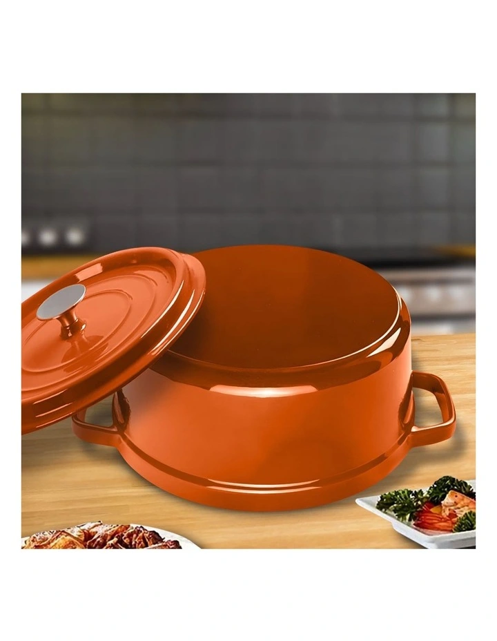 SOGA 2X 26cm Enamel Cast Iron Casserole Pot with Lid Orange image 3
