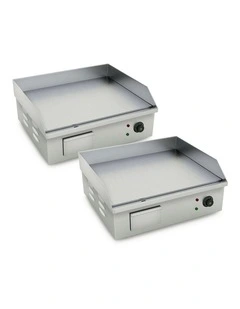 SOGA 2 Pack 2200W Commercial Electric Flat Griddles - Stainless Steel