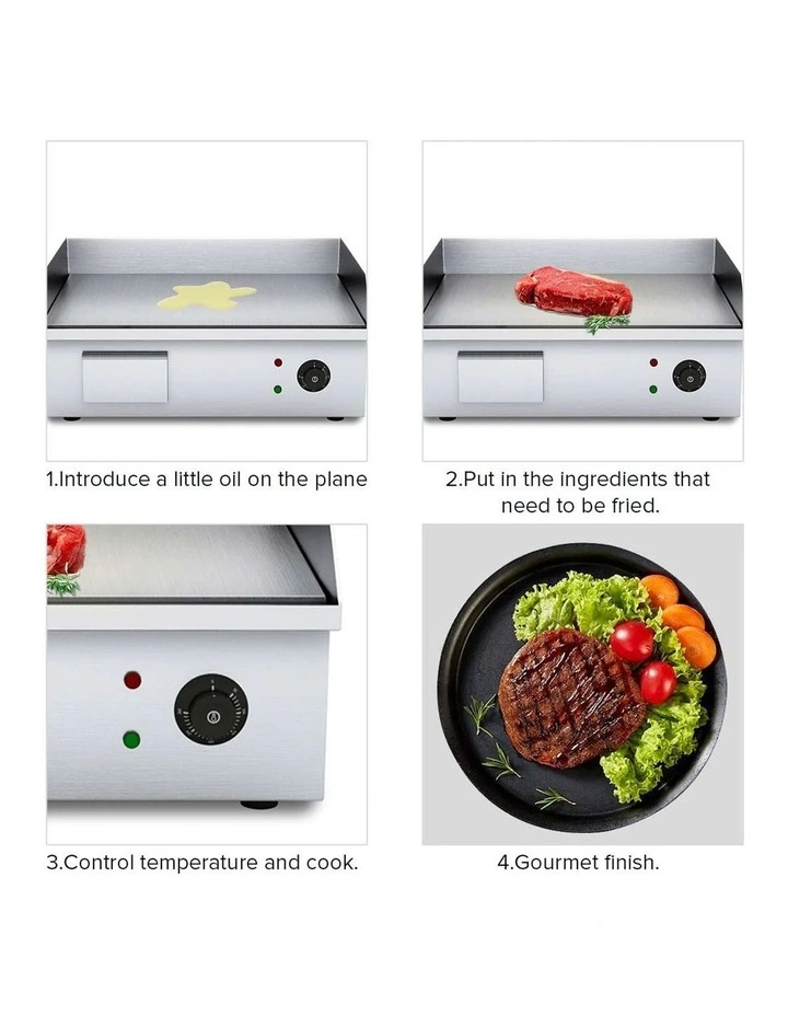 SOGA 2 Pack 2200W Commercial Electric Flat Griddles - Stainless Steel image 7