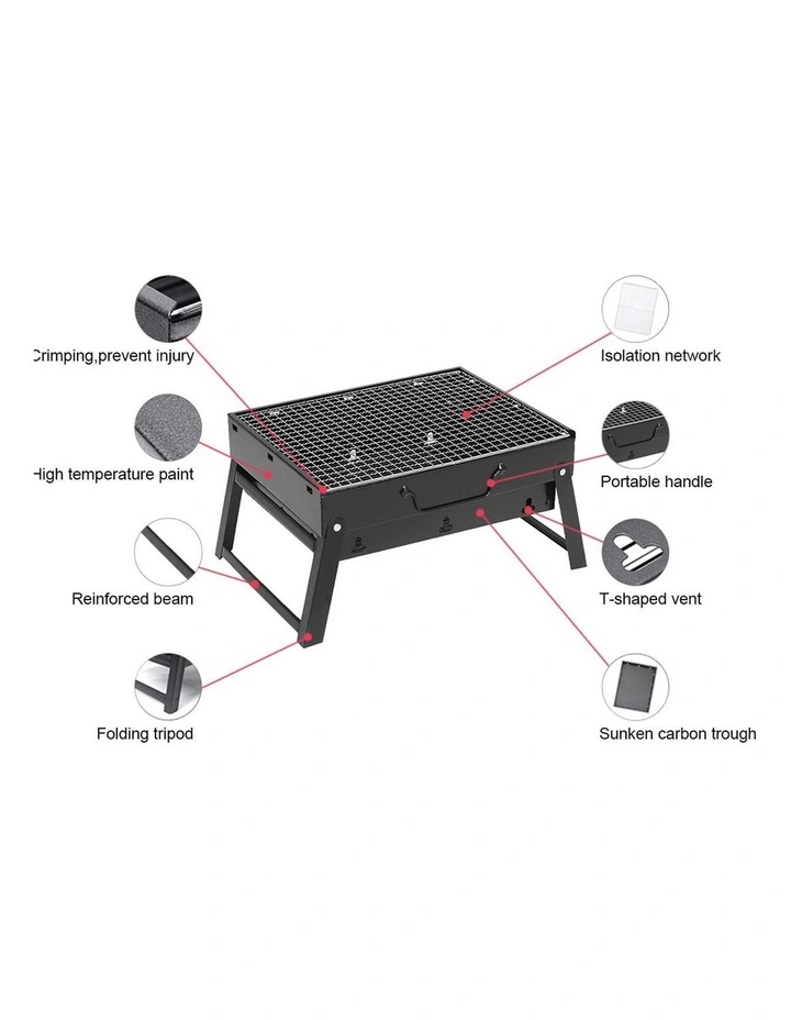 SOGA Portable Folding Box-Type Charcoal BBQ Grill image 5