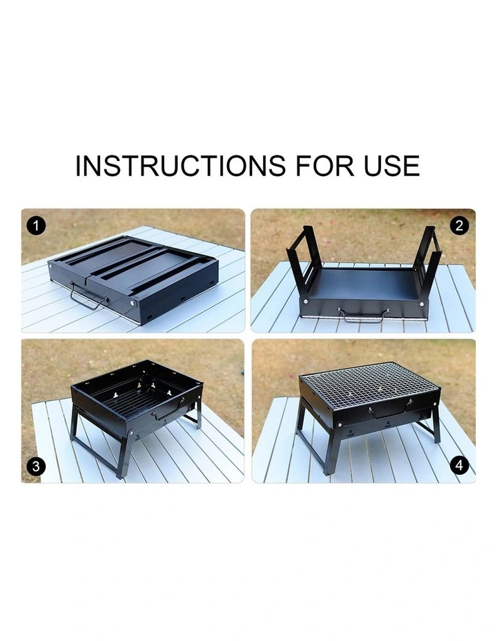 SOGA Portable Folding Box-Type Charcoal BBQ Grill image 7