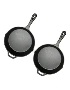 SOGA 2X 30cm Cast Iron Frying Pan with Helper Handle