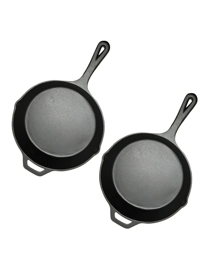 SOGA 2X 30cm Cast Iron Frying Pan with Helper Handle image 1