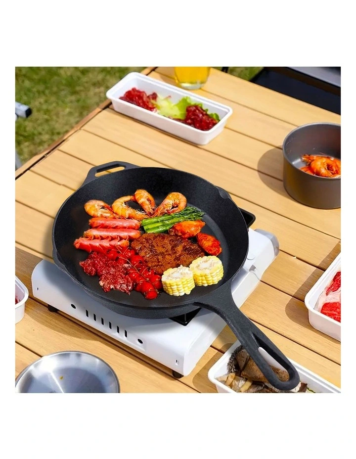 SOGA 2X 30cm Cast Iron Frying Pan with Helper Handle image 2