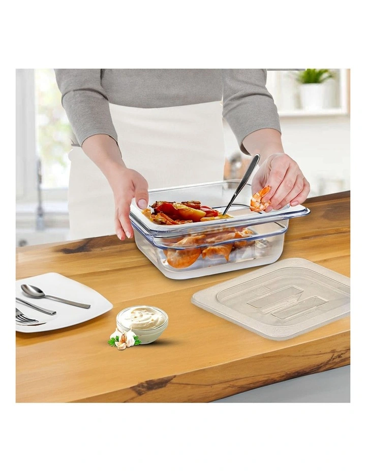 SOGA 65mm Clear Gastronorm GN Pan 1/6 Food Tray Storage with Lid image 5
