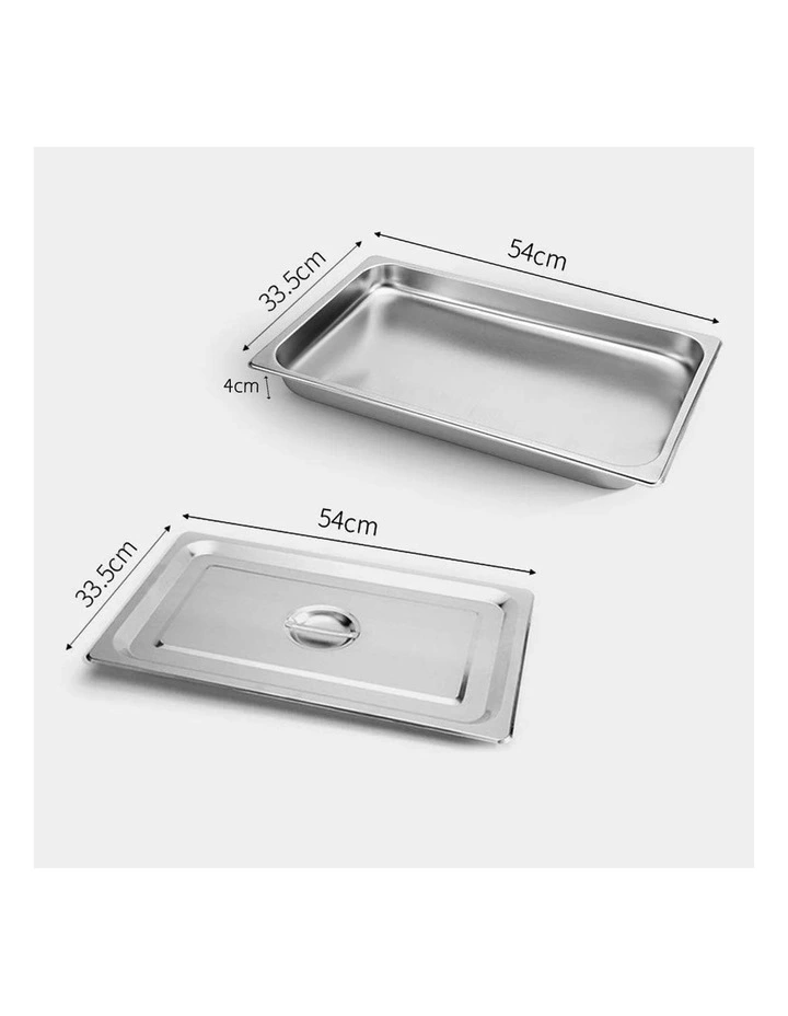 SOGA Stainless Steel Gastronorm Pan 1/1 40mm Deep with Lid image 2
