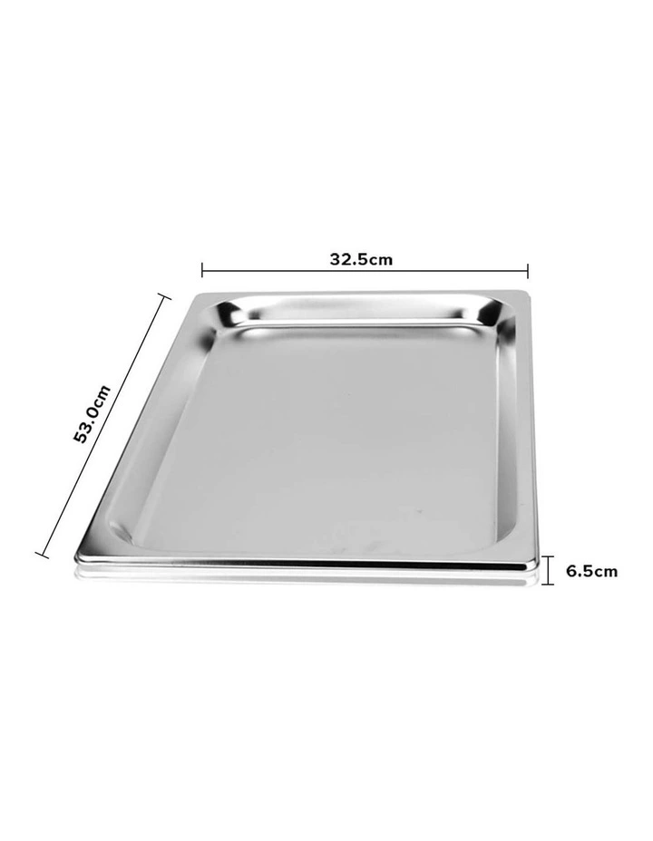 SOGA Stainless Steel Gastronorm Pan 1/1 65mm Deep with Lid image 2