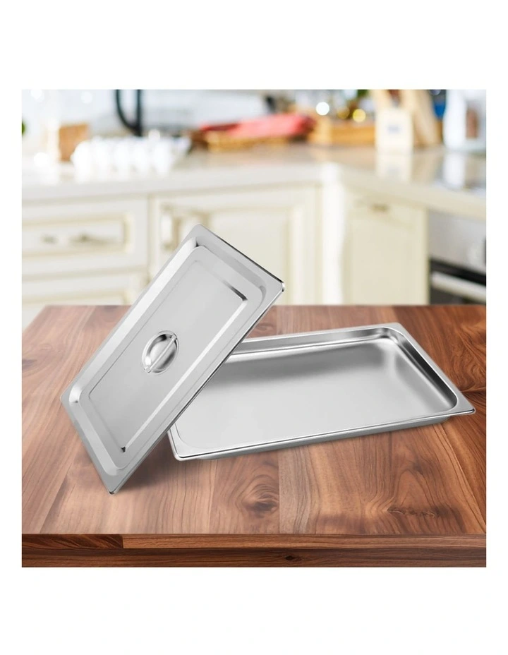 SOGA Stainless Steel Gastronorm Pan 1/1 65mm Deep with Lid image 7