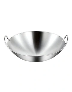 SOGA Stainless Steel Cooking Wok 47cm 2 Handles
