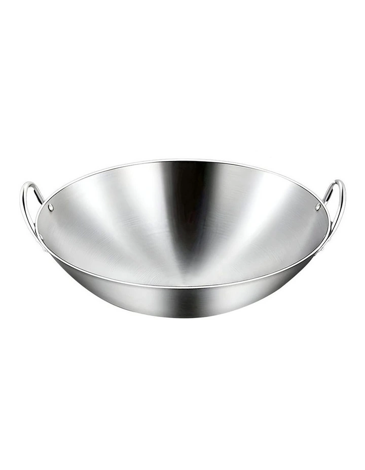 SOGA Stainless Steel Cooking Wok 47cm 2 Handles image 1
