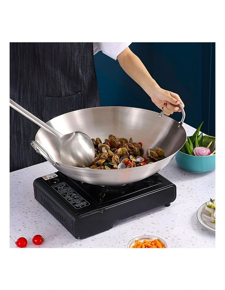 SOGA Stainless Steel Cooking Wok 47cm 2 Handles image 3