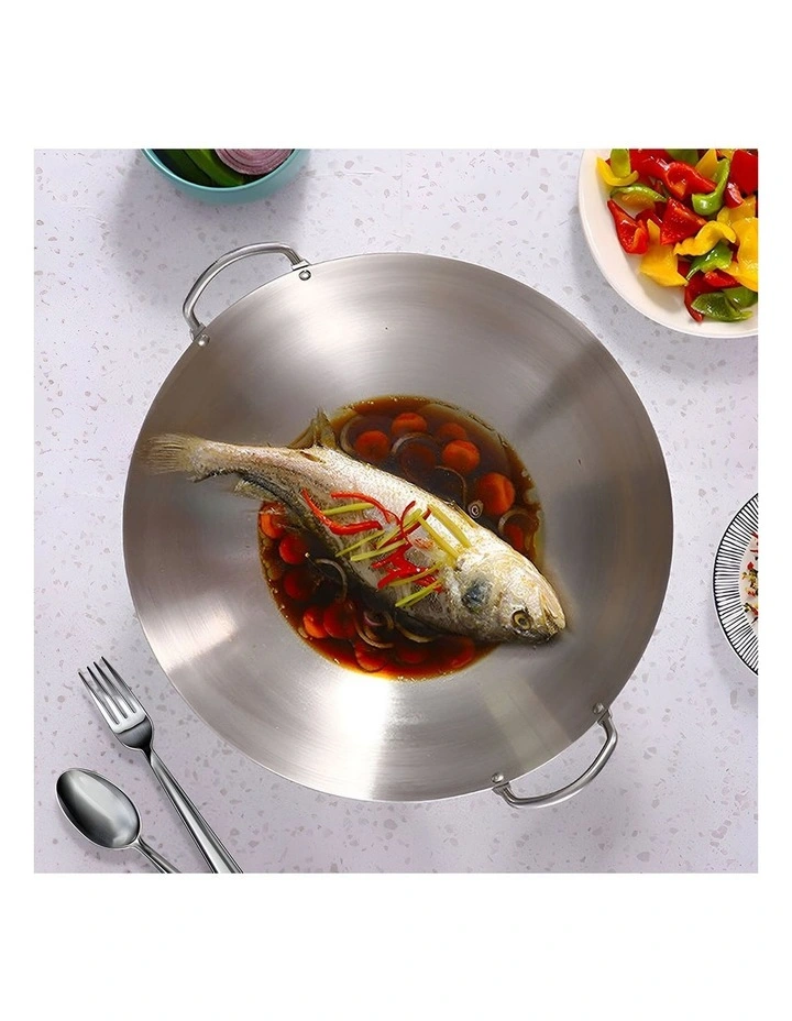 SOGA Stainless Steel Cooking Wok 47cm 2 Handles image 4