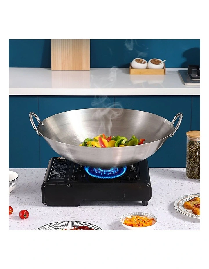 SOGA Stainless Steel Cooking Wok 47cm 2 Handles image 5