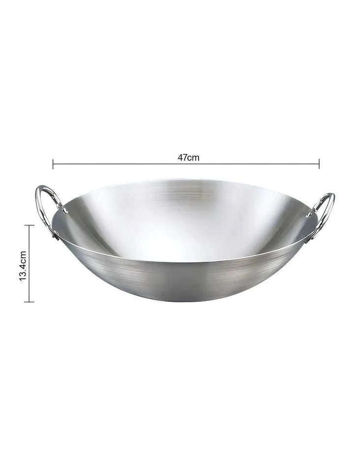SOGA Stainless Steel Cooking Wok 47cm 2 Handles image 6