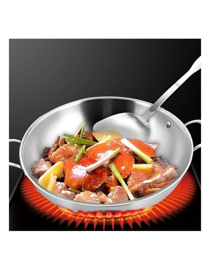 SOGA 3-Ply Stainless Steel Wok with Lid 38cm image 4