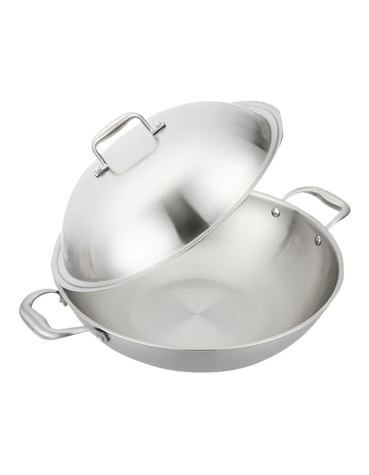 SOGA 3-Ply Stainless Steel Wok with Lid 38cm image 6