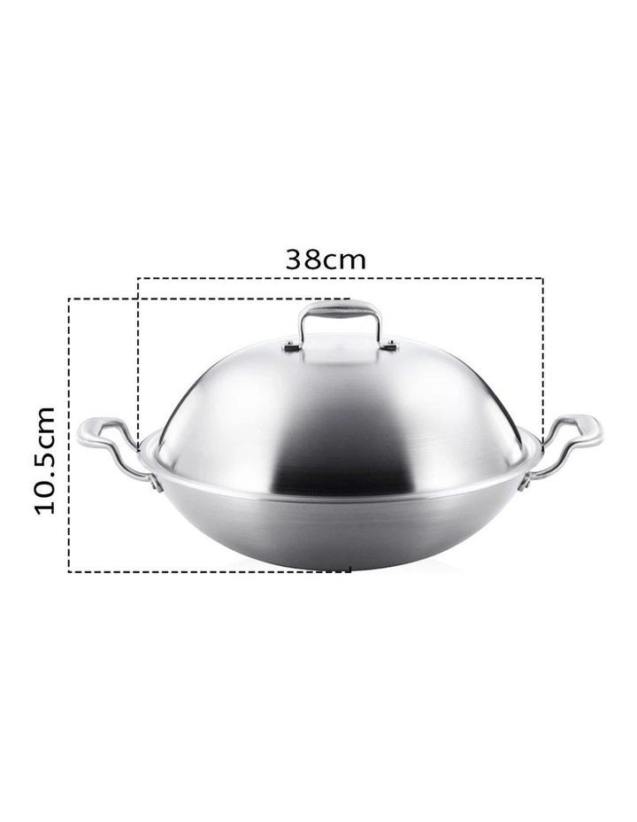SOGA 3-Ply Stainless Steel Wok with Lid 38cm image 7