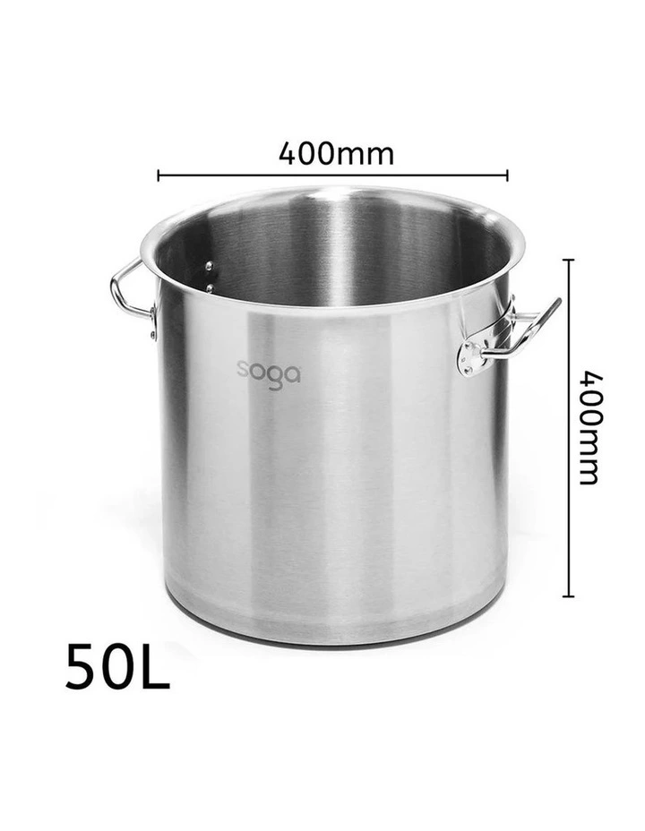 SOGA 18/10 Stainless Steel 50L Stock Pot Without Lid image 3