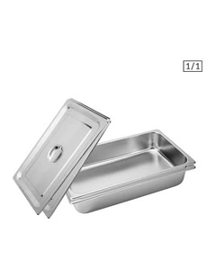 SOGA 2 Pack Stainless Steel Gastronorm Pans 1/1 100mm Deep with Lids