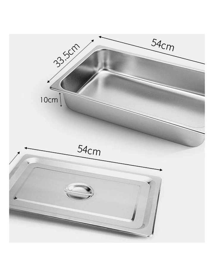 SOGA 2 Pack Stainless Steel Gastronorm Pans 1/1 100mm Deep with Lids image 2