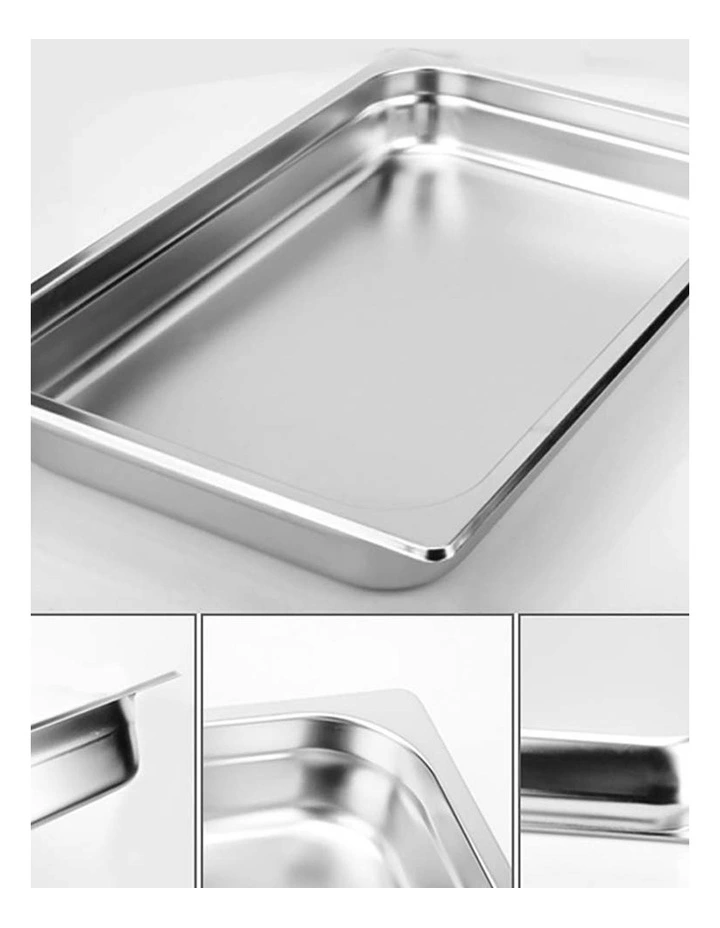 SOGA 2 Pack Stainless Steel Gastronorm Pans 1/1 100mm Deep with Lids image 3