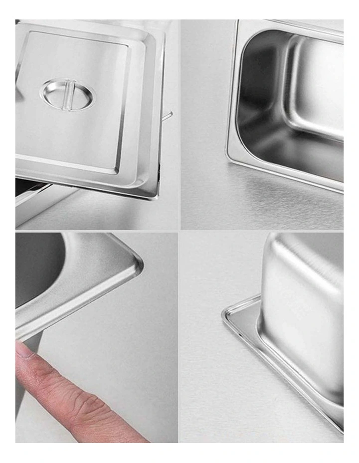SOGA 2 Pack Stainless Steel Gastronorm Pans 1/1 100mm Deep with Lids image 4