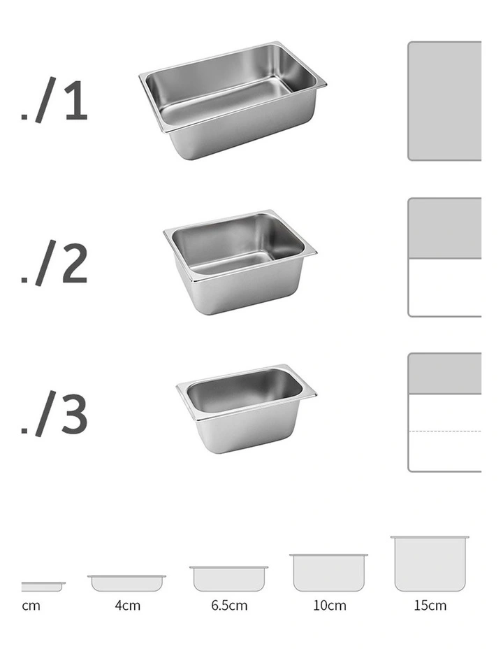 SOGA 2 Pack Stainless Steel Gastronorm Pans 1/1 100mm Deep with Lids image 5