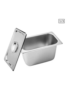 SOGA Stainless Steel Gastronorm Pan 1/3 150mm Deep with Lid