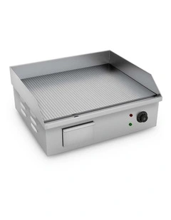 SOGA 2200W Commercial Electric Ribbed Griddle - Stainless Steel