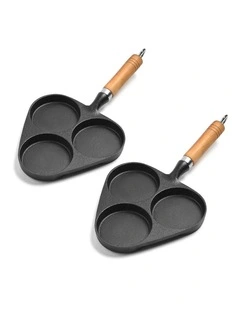 SOGA 2X Cast Iron 3-Mould Egg Pancake Frying Pan