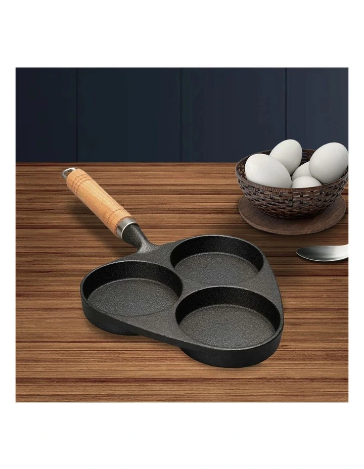 SOGA 2X Cast Iron 3-Mould Egg Pancake Frying Pan image 3