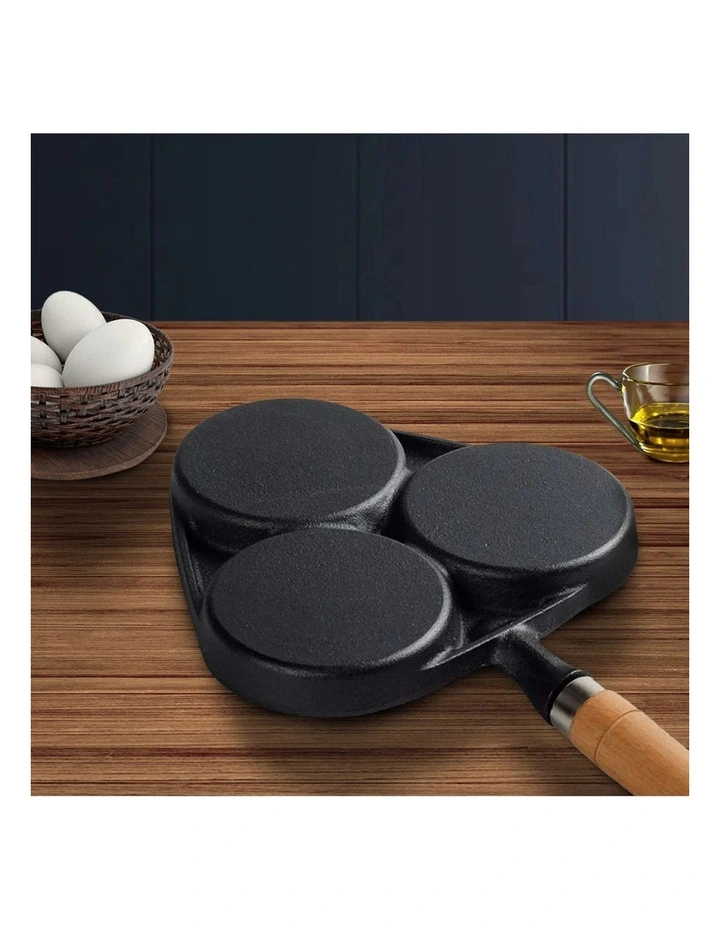 SOGA 2X Cast Iron 3-Mould Egg Pancake Frying Pan image 4