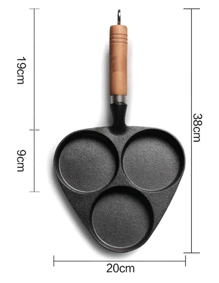 SOGA 2X Cast Iron 3-Mould Egg Pancake Frying Pan image 7