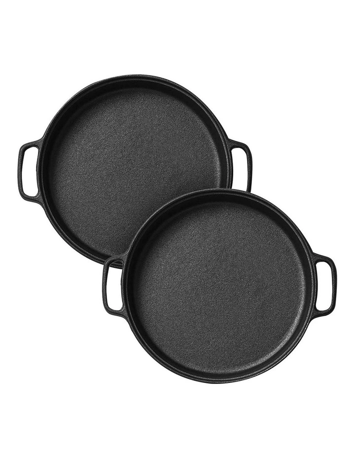 SOGA 2x Cast Iron 30cm Frying Pan Skillet Coating Steak Sizzle Platter image 1
