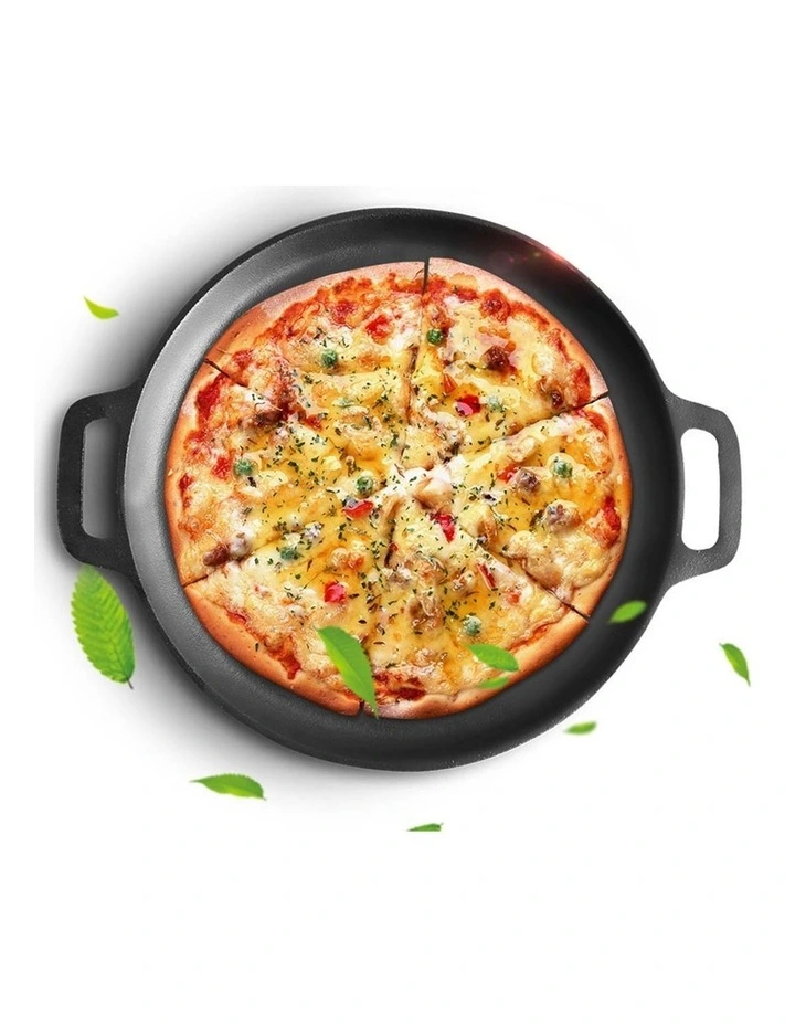 SOGA 2x Cast Iron 30cm Frying Pan Skillet Coating Steak Sizzle Platter image 6
