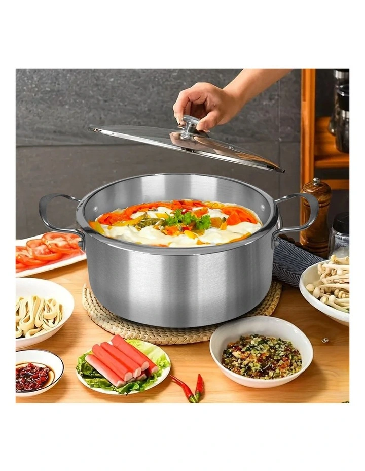 SOGA 28cm Tri-Ply Stainless Steel Induction Casserole Pot with Lid image 2