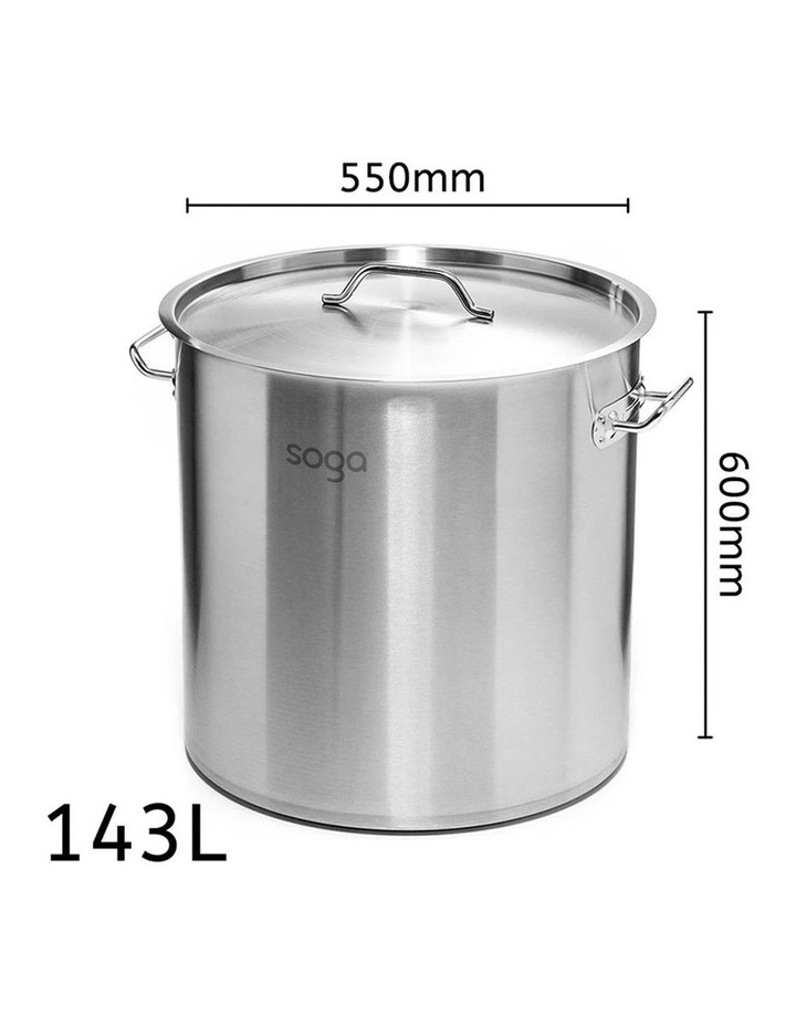 SOGA 18/10 Stainless Steel 55x60cm 143L Stock Pot image 3