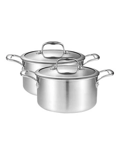 SOGA 2 Pack 28cm Stainless Steel Induction Soup Pots with Glass Lids